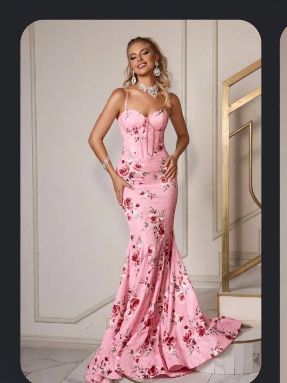 US/ 10- Portia And Scarlett Pink Floral Prom Or Evening Gown. NWTs!